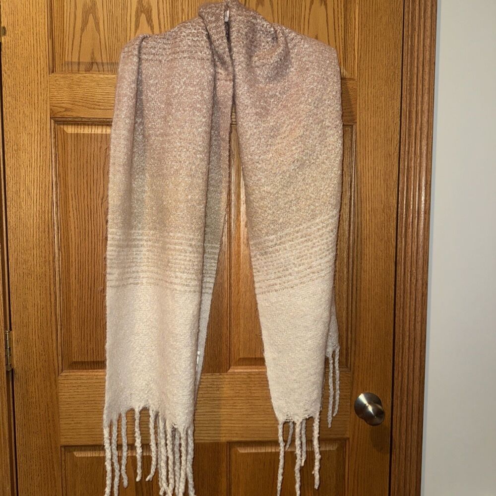 Lux Mer-Sea Ombre Scarf Wrap Shawl Cream Tan Blush Fab Fit Fun Box 76x21.5” Soft